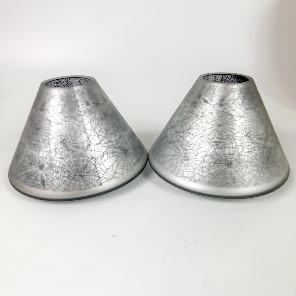 Yankee Candle Spiderweb Large Jar Glass Topper Set Of 2 Silver